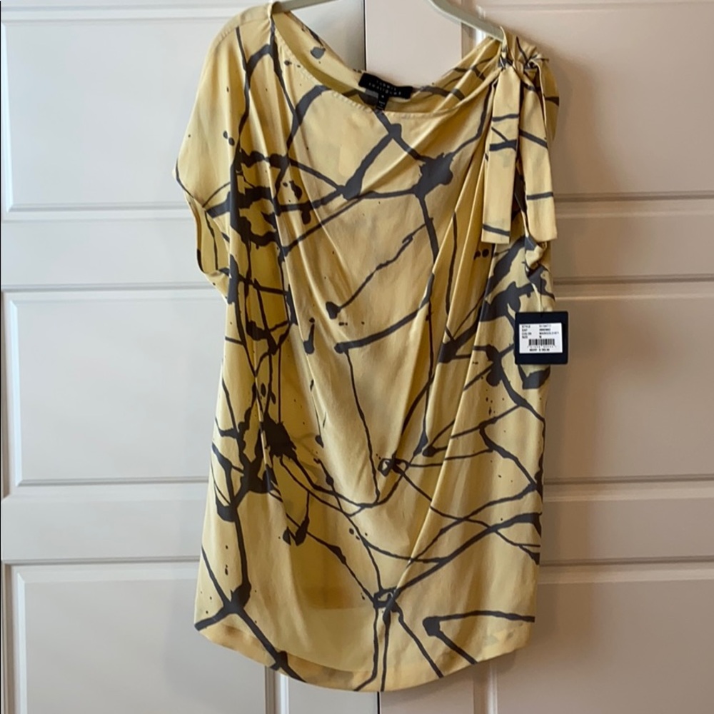 Robert Rodriguez yellow grey silk tunic